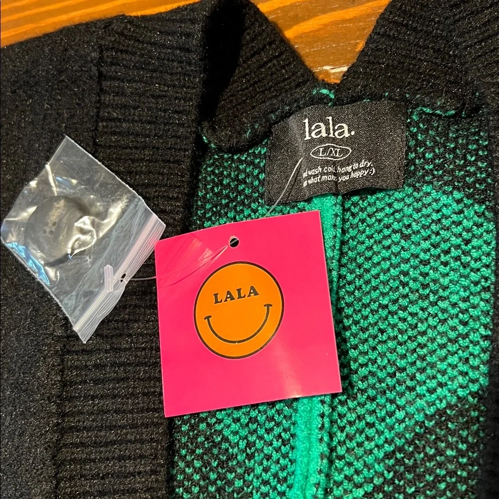 Dressed in LALA Black Cardigan with Neon Green Alien Heads - Picture 8 of 13